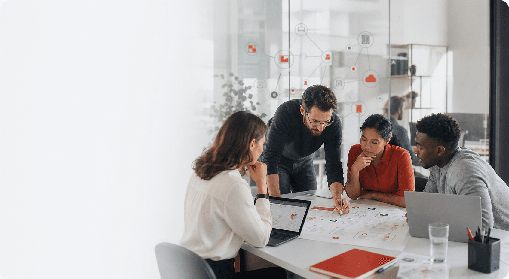 Team collaborating on digital transformation workflows